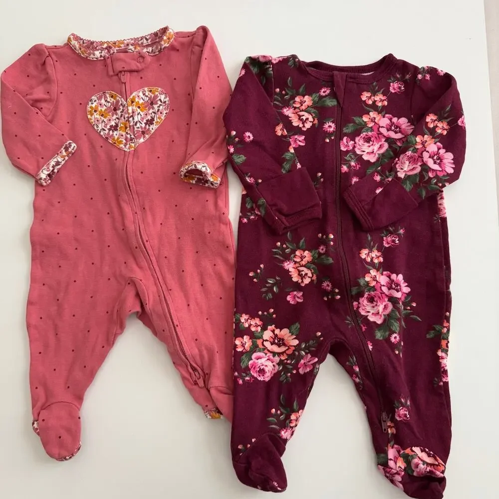 4x Carter’s Cloud Island Wonder Nation Footie PJs pajamas floral unicorn